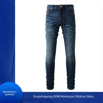 Férfi farmernadrág – retro stílus, slim fazon, denim, 98% pamut