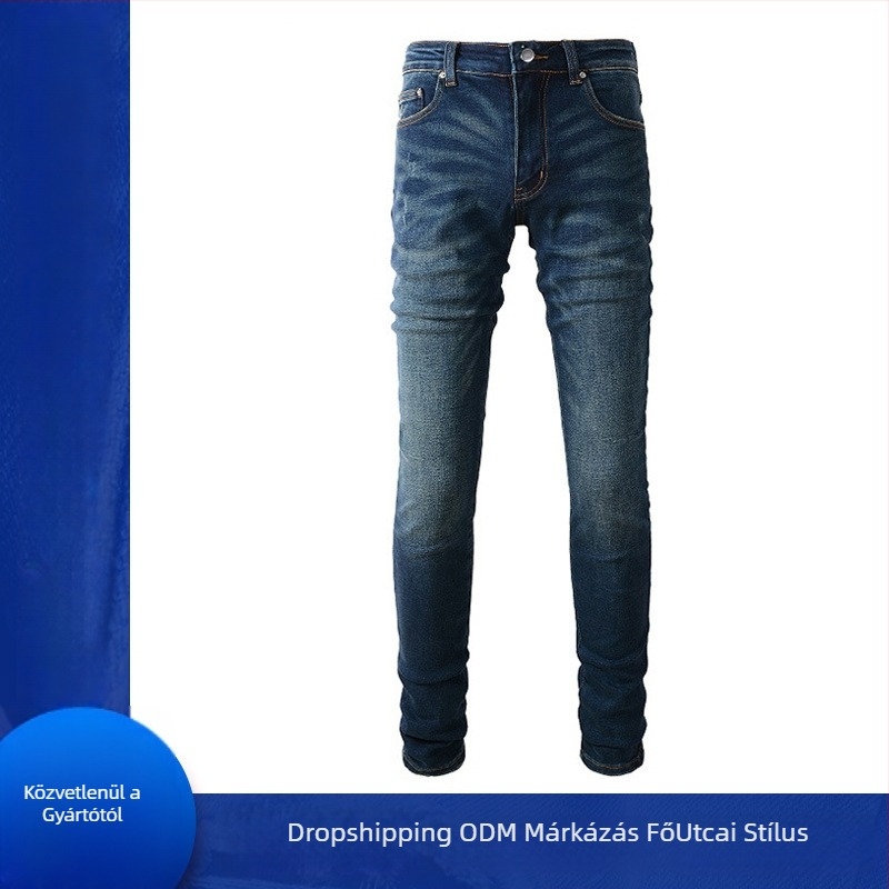 Férfi farmernadrág – retro stílus, slim fazon, denim, 98% pamut