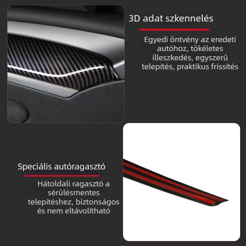 Tesla Model 3/Y központi konzol dekoratív panel és ajtó belső díszítő csík