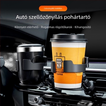 Autó multifunkcionális italos pohártartó és hamutartó – rezgésálló rögzítőkeret a klíma levegő-kivezetéséhez