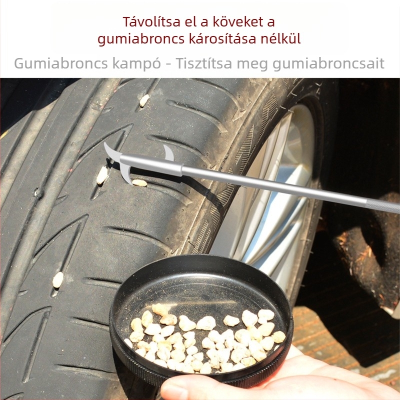 Többfunkciós eszköz autógumi kövek tisztítására – kampó a kövek eltávolításához