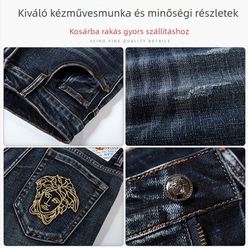 Férfi farmer – vast denim, egyenes szabás, 98,2% pamut, középmagas derekú, zipzár