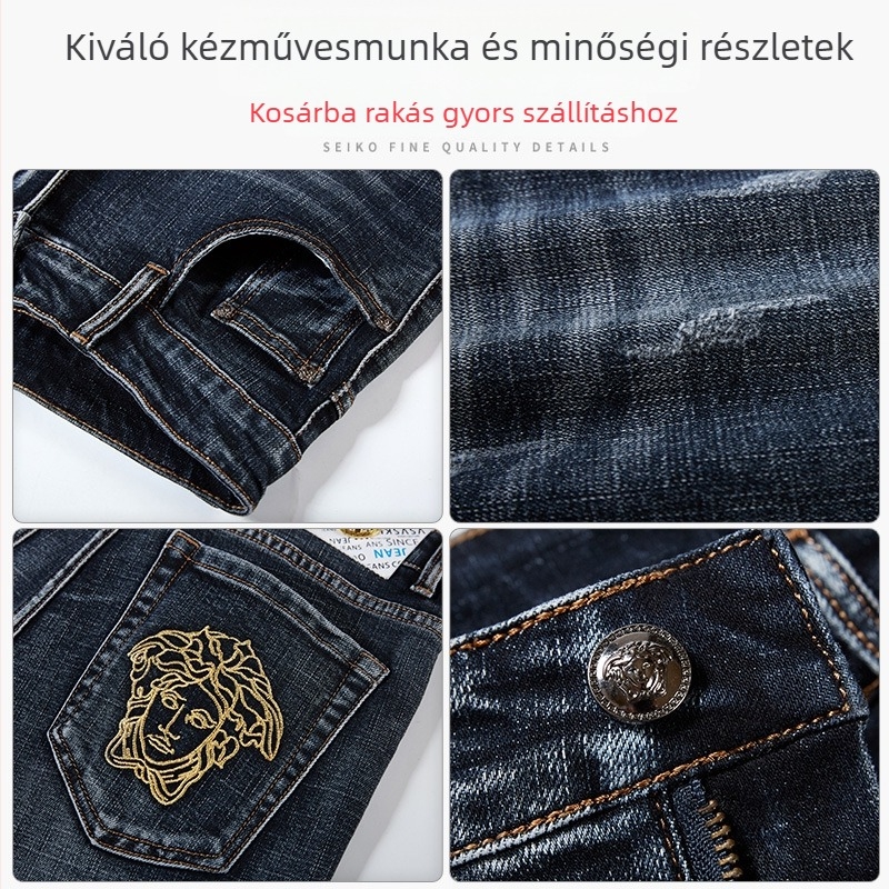 Férfi farmer – vast denim, egyenes szabás, 98,2% pamut, középmagas derekú, zipzár