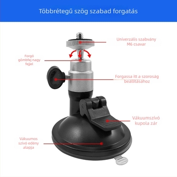 Autós vákuumos tartó alumínium ötvözet fejjel, 1/4 hüvelykes csavarfej, kompatibil GPS navigációs készülékekhez és dashcam-hez, modell HD-004