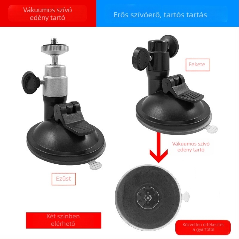 Autós vákuumos tartó alumínium ötvözet fejjel, 1/4 hüvelykes csavarfej, kompatibil GPS navigációs készülékekhez és dashcam-hez, modell HD-004