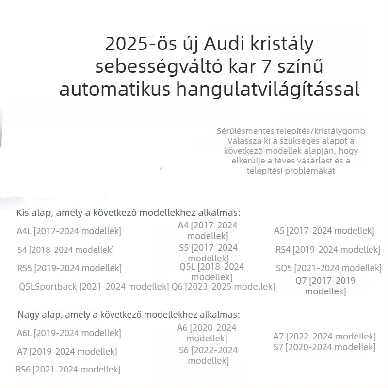 Kristály váltókar Audi A4L/A5/A6/A7 – üvegből készült belső dekoráció