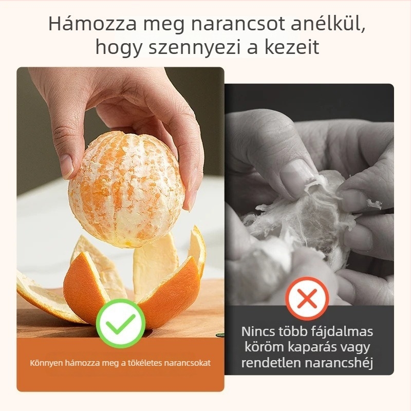 Összecsukható gyümölcs-hámozó műanyagból és rozsdamentes acélból, dragon fruit, narancs és gránátalma esetén (Model 20213)