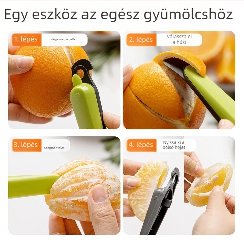 Összecsukható gyümölcs-hámozó műanyagból és rozsdamentes acélból, dragon fruit, narancs és gránátalma esetén (Model 20213)