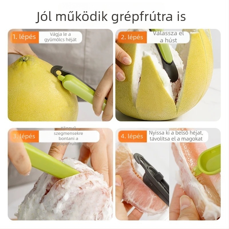 Összecsukható gyümölcs-hámozó műanyagból és rozsdamentes acélból, dragon fruit, narancs és gránátalma esetén (Model 20213)