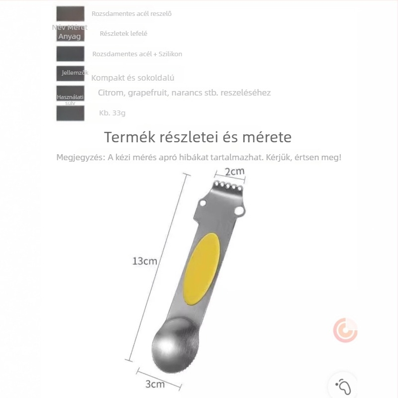 3‑in‑1 rozsdamentes acél citromhéj hámozó, reszelő és zester — modern, minimalista kialakítás; logó nyomtatás elérhető