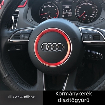 Alumínium Audi kormánykerék belső dekorációs gyűrű flitteres díszítéssel, kompatibilis a 2012–2016-os modellekkel, testreszabás nélkül.