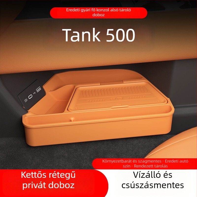 Tank 500 központi konzolhoz készült szilikon tároló — alsó tárolórekesz, statikus öntapadó rögzítés