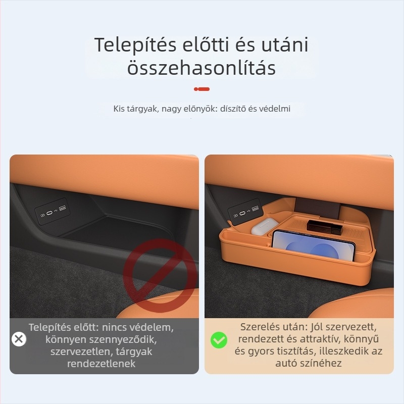 Tank 500 központi konzolhoz készült szilikon tároló — alsó tárolórekesz, statikus öntapadó rögzítés