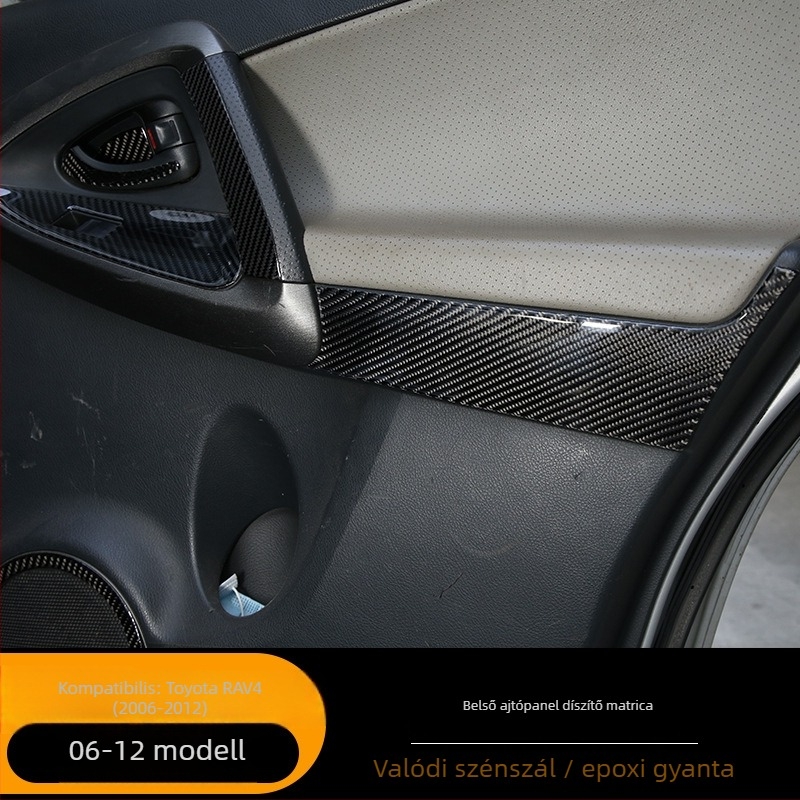 AKLW szénszálas belső ajtó panel burkolat Toyota RAV4 (2006-2012), modell ASCF-1373, testreszabható feldolgozás