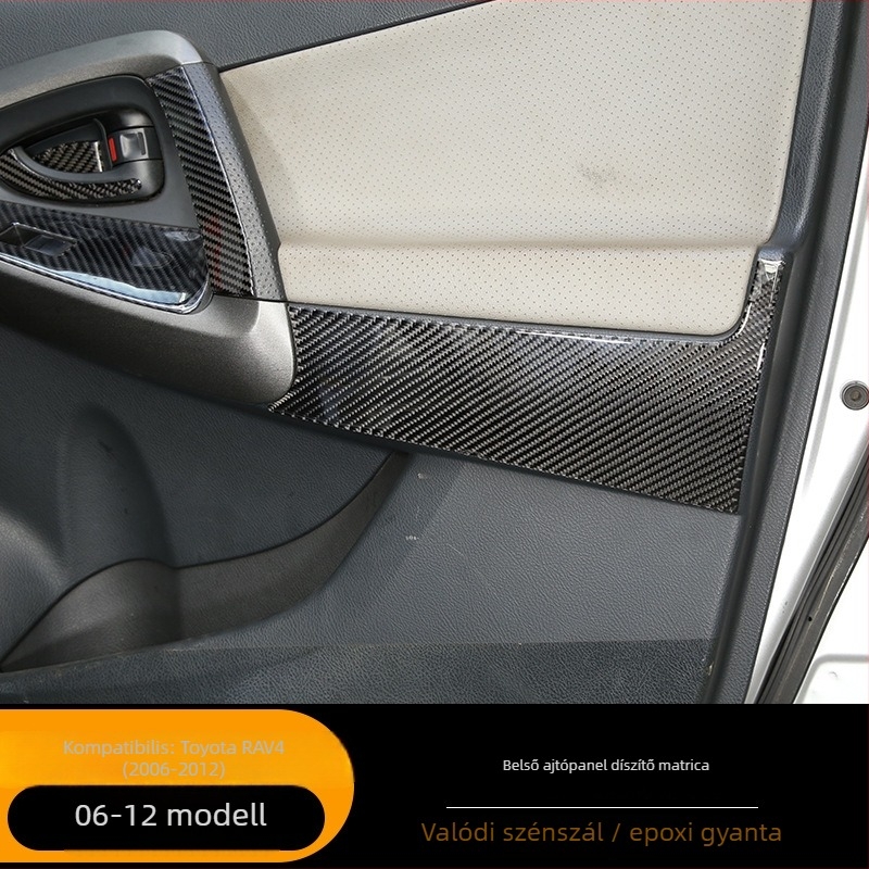 AKLW szénszálas belső ajtó panel burkolat Toyota RAV4 (2006-2012), modell ASCF-1373, testreszabható feldolgozás