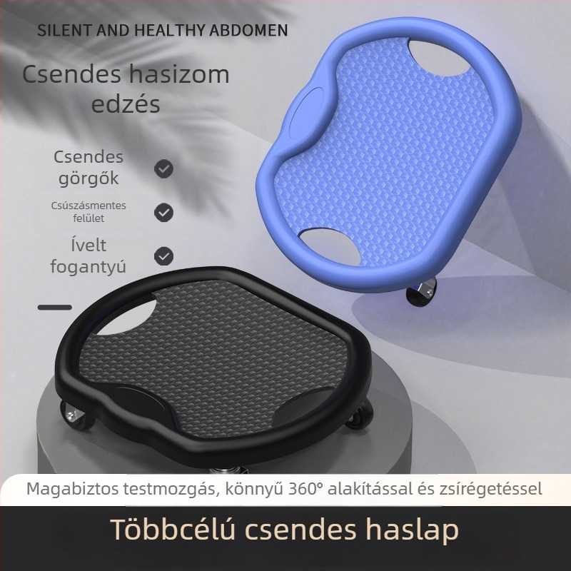 Csendes, nem hajlítható hasizom-tábla; súly 0,85 kg; teherbírás 100 kg; ideális irodai és otthoni használatra