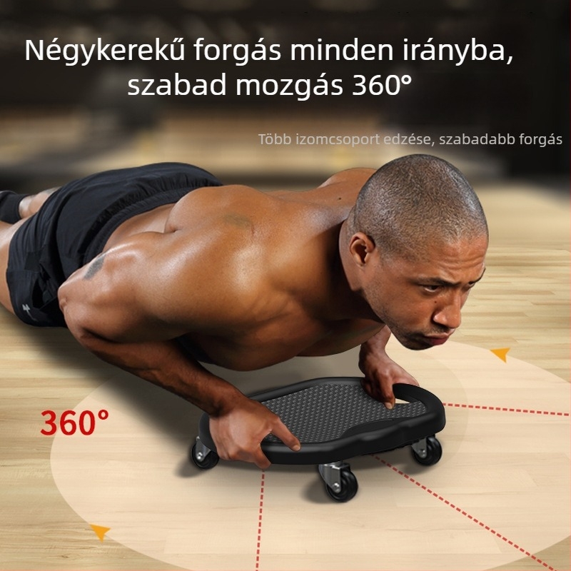 Csendes, nem hajlítható hasizom-tábla; súly 0,85 kg; teherbírás 100 kg; ideális irodai és otthoni használatra