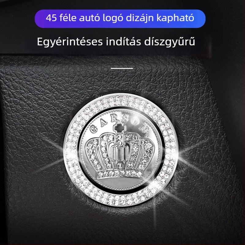Autó indítógomb körüli dekoratív gyűrű két sor kristályokkal belső dekorációhoz