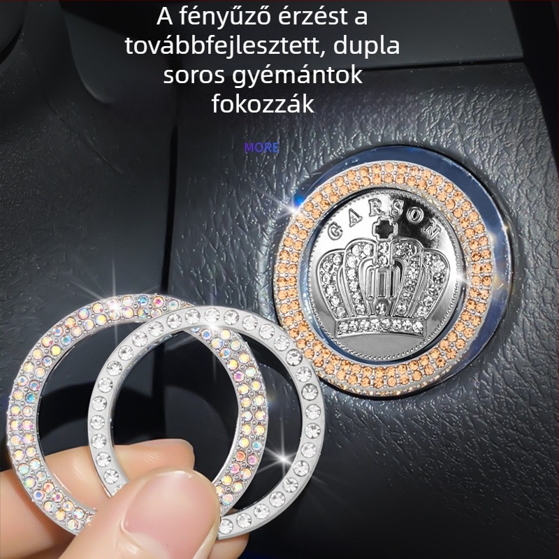 Autó indítógomb körüli dekoratív gyűrű két sor kristályokkal belső dekorációhoz