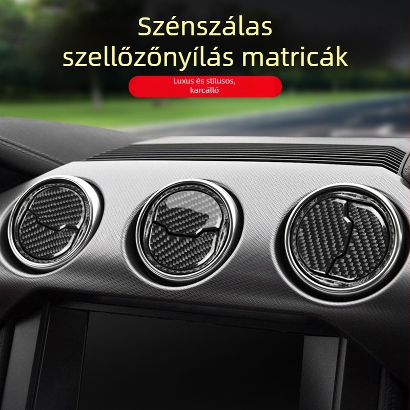 Ford Mustang karbonszálas kilenc darabos készlet a légcsatornákhoz, központi klímaberendezés burkolathoz és beltéri díszítéshez