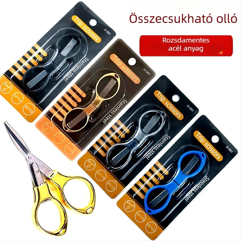 Összecsukható rozsdamentes acél horgász olló, PE és Dyneema damilhoz, többfunkciós