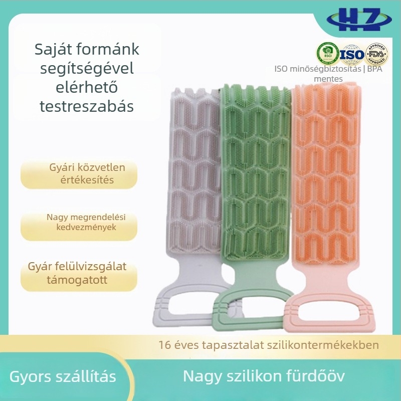 Hosszú szilikon hátmosó keféje a zuhanyhoz – exfoliálás, kíméletes tisztítás