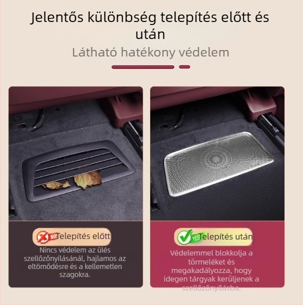 NIO ES8 ülés alatti légkivezető védőfedő és hátsó klímaberendezés elleni elzáródás védőfedő, belső kiegészítő rozsdamentes acélból