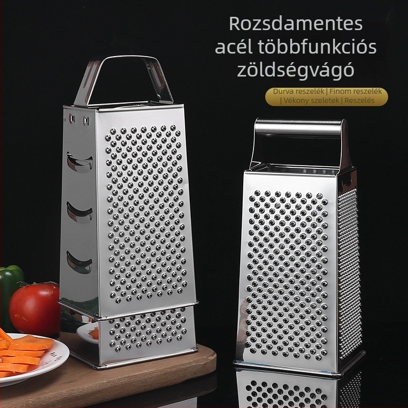 Nedves acél négyszögletes reszelő zöldségekhez, három az egyben multifunkciós, hámozóval