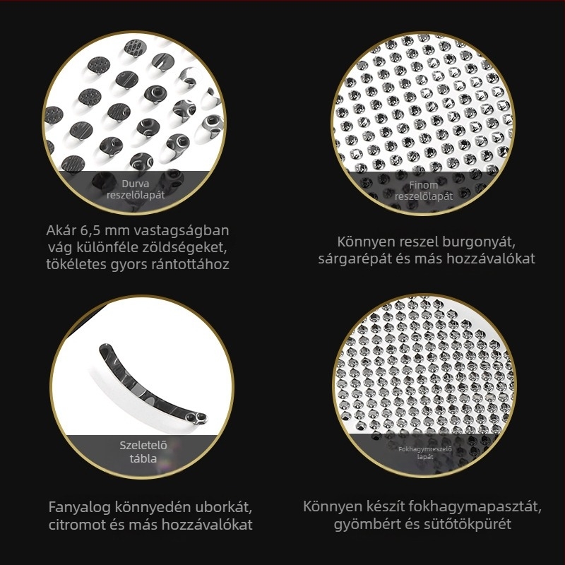 Nedves acél négyszögletes reszelő zöldségekhez, három az egyben multifunkciós, hámozóval