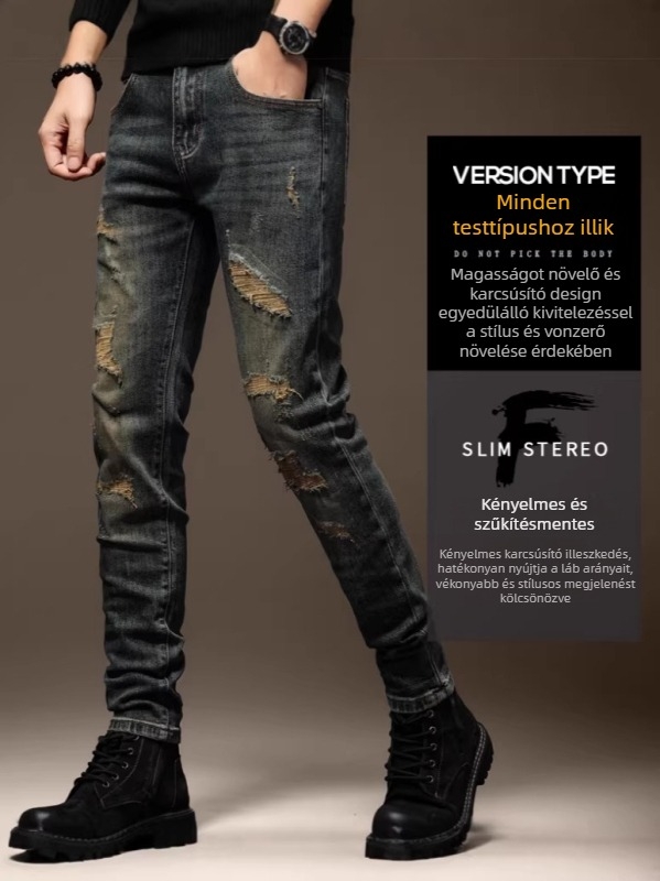 Farmernadrág: fiatalos stílus, egyenes szárú, mosott denim, középső derék, cipzáras záródás, enyhe elasztikusság