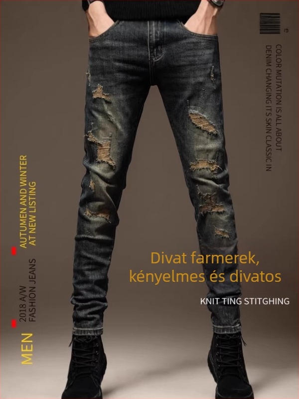 Farmernadrág: fiatalos stílus, egyenes szárú, mosott denim, középső derék, cipzáras záródás, enyhe elasztikusság