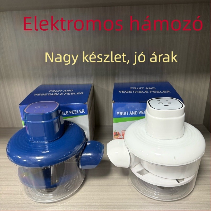 Elektromos gyümölcs- és zöldségpucoló – multifunkcionális ABS készülék, szőlőpucolás, logónyomás lehetőség, 2015 nyarán bemutatva