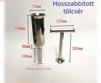 Otthoni kolbász töltő készülék tölcsérrel és töltőcsővel, rozsdamentes acélból