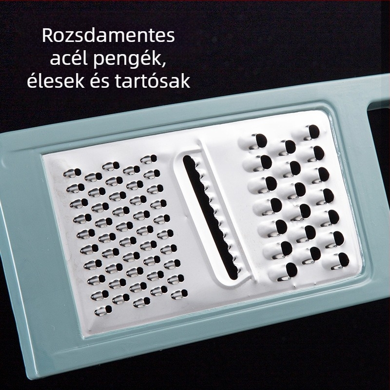 Multifunkciós zöldségvágó és reszelő rozsdamentes acélból, PP alkatrészekkel, burgonya és retek szeletekhez