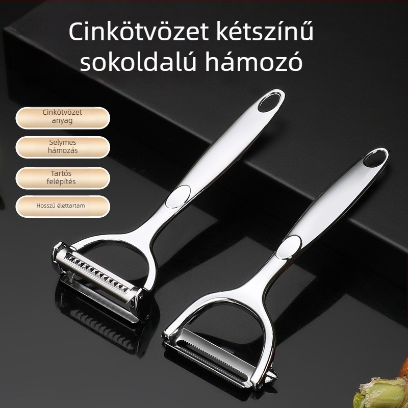 Többfunkciós hámozó cinköntvény testtel és 420 rozsdamentes acél pengével, modern minimalista dizájn