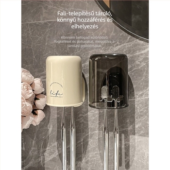 Lida UV sterilizálással rendelkező fogkefetartó, fémből, falra szerelhető vákuumos rögzítés