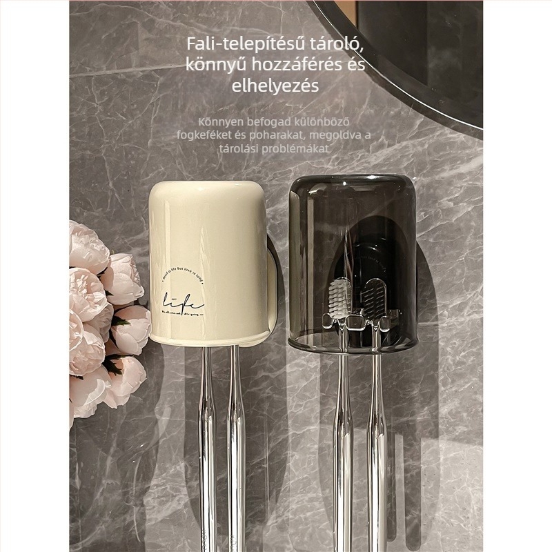Lida UV sterilizálással rendelkező fogkefetartó, fémből, falra szerelhető vákuumos rögzítés