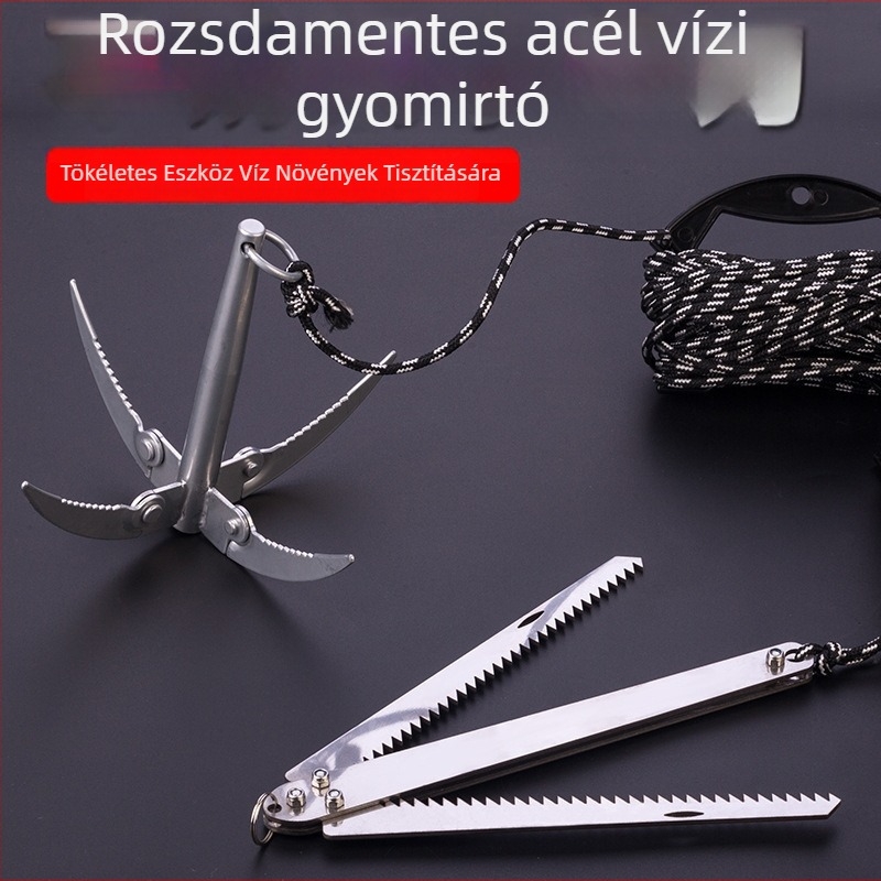 Horgász gyomorkés, rozsdamentes acélból, meghosszabbított, összecsukható, horgonykés