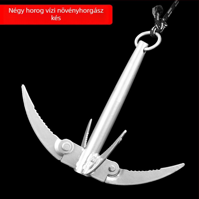 Horgász gyomorkés, rozsdamentes acélból, meghosszabbított, összecsukható, horgonykés