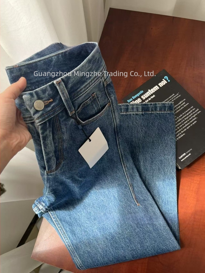 Farmernadrág, egyenes szabás, magas derék, denim, 95% pamut, közepes vastagság, ősz 2024