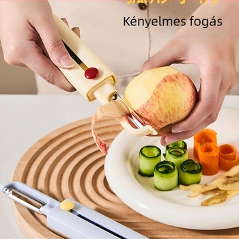 Teleszkópos 2 az 1-ben gyümölcs hámozó és reszelő – konyhai eszköz rozsdamentes acél pengével, ABS és TPR-rel