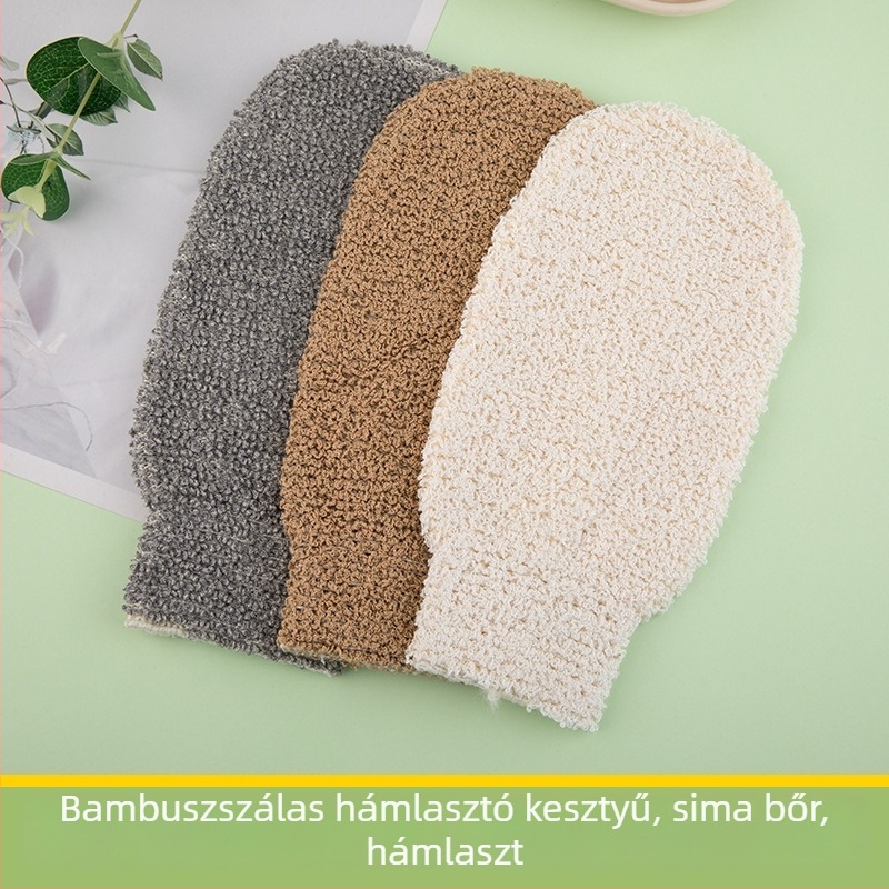 Fürdőkesztyű bambuszrostból és pamutból, Shu rui san yue márka, 500 darab egy dobozban, testreszabás elérhető