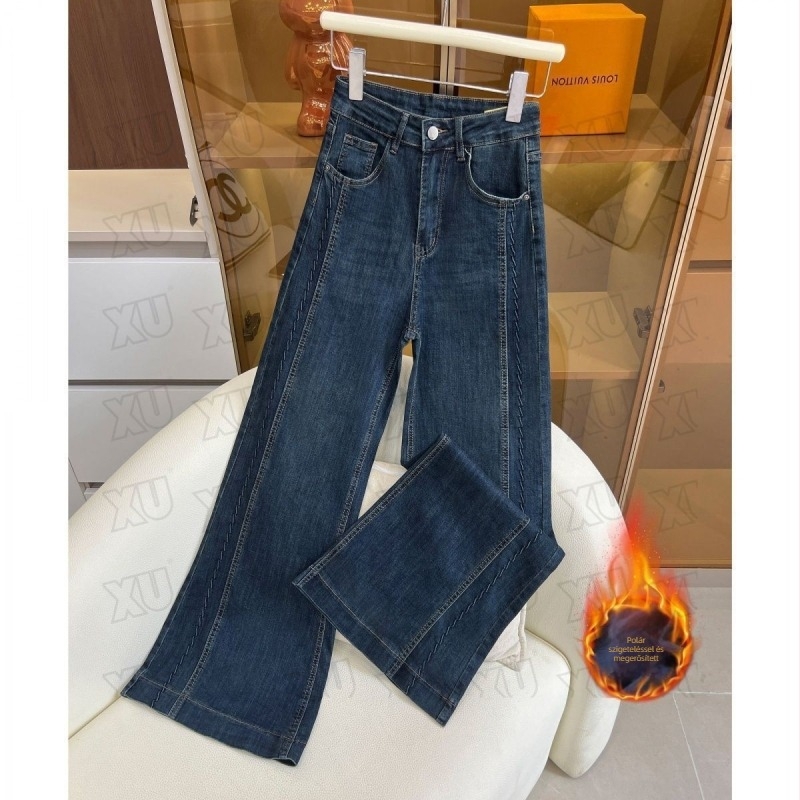 Magas derekú, széles szárú farmer, vastag denim, hosszú szabású, tavasz 2025