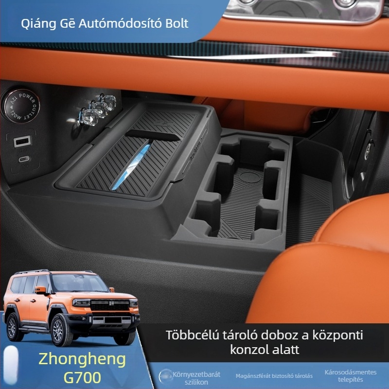 Jietu Zongheng G700 központi konzolhoz készült szilikon belső kiegészítők, telepítés statikus matricákkal, anyag: gyanta