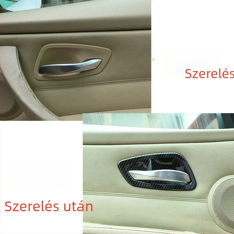 BMW 3 Sorozat E90/E92/E93 (2005–2012) Belső karbon szálas trim, belső ajtó kilincs és belső ajtó rekesz; anyag: műanyag; márka: Bridese/boladesa; modell: E90
