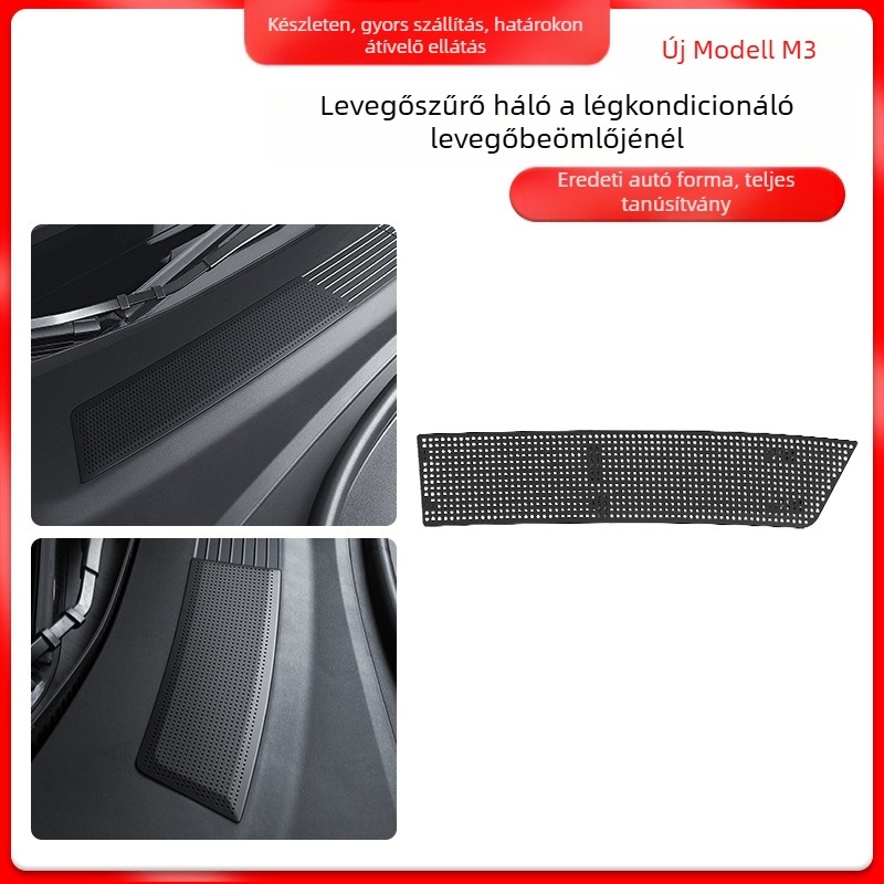 ABS védőfedél a Tesla Model 3 belépő levegőcsatornájához (új verzió) – porvédő sapka, logó nyomtatva, engedélyezett magánmárka