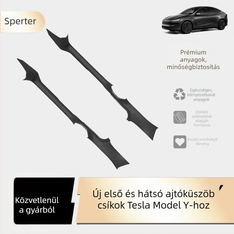 Tesla Model Y új verziójának ajtó küszöb profiljai – első és hátsó, TPE anyagból, belső pedál kiegészítők