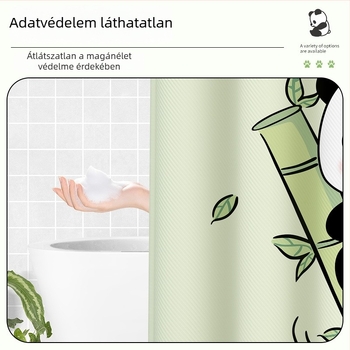 Penészmentes fürdőszobai zuhanyfüggöny szett elválasztóval, fúrás nélküli rúdhoz, vízálló zuhanyfüggöny