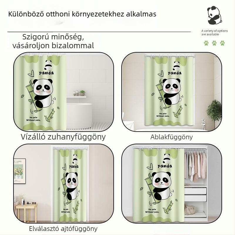 Penészmentes fürdőszobai zuhanyfüggöny szett elválasztóval, fúrás nélküli rúdhoz, vízálló zuhanyfüggöny