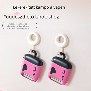 Két az egyben hámozó kés és zöldség-gyümölcs tisztító kefe, multifunkcionális tisztító eszköz, anyagok: ABS, TPR, rozsdamentes acél